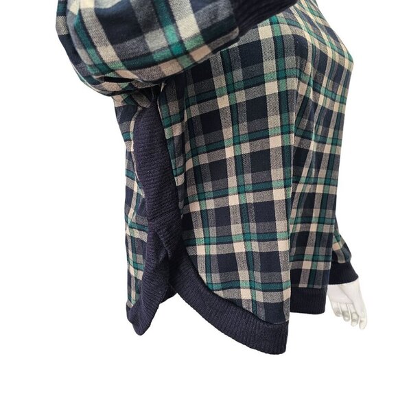 As Know As Blue Plaid Pullover Top Womens M/L Round Neck Long Slv Curved Hem - Picture 6 of 11